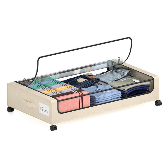 Organizador bajo cama con ruedas beige DAX1713