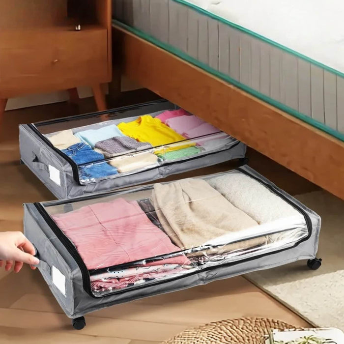 Organizador bajo cama con ruedas gris DAX1712