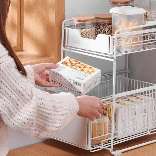 Organizador cesta de cocina y baño 2 niveles blanco 20JXP1178-BL