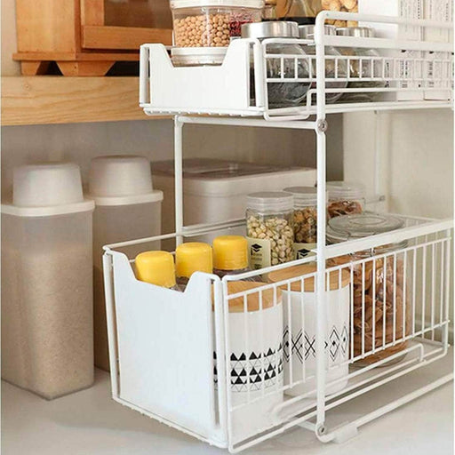 Organizador cesta de cocina y baño 2 niveles blanco 20JXP1178-BL