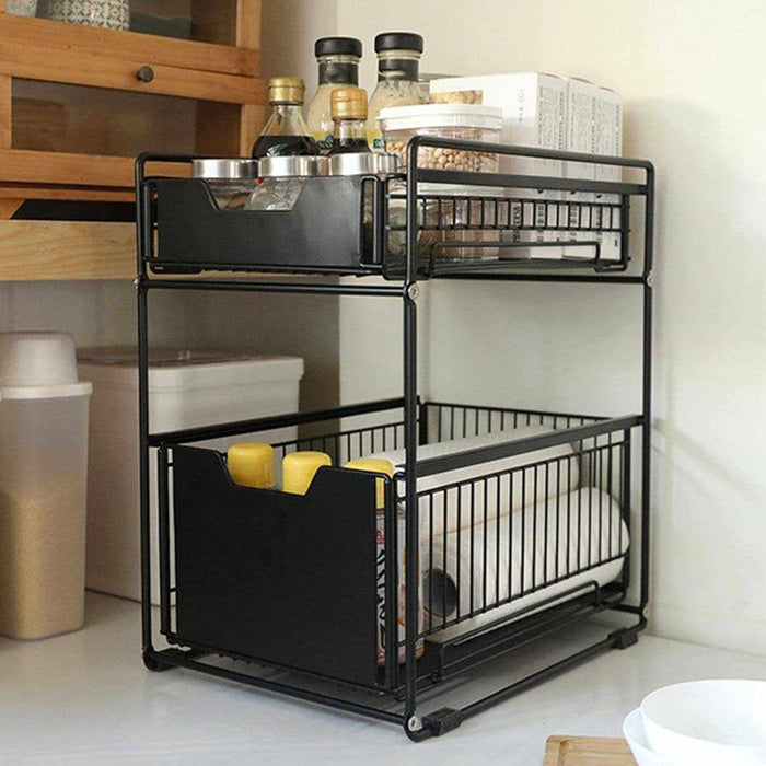 Organizador cesta de cocina y baño 2 niveles negro 20JXP1177-NE