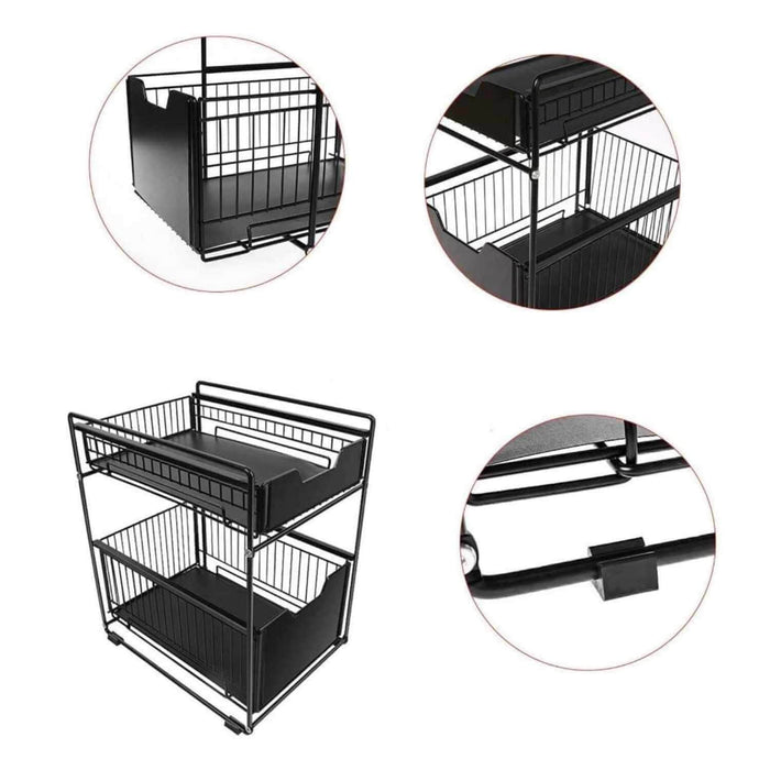 Organizador cesta de cocina y baño 2 niveles negro 20JXP1177-NE