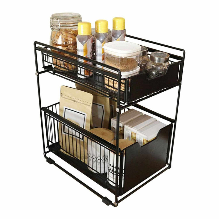 Organizador cesta de cocina y baño 2 niveles negro 20JXP1177-NE