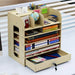 Organizador de escritorio multiuso de madera beige 20LXP204-BEIGE