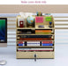 Organizador de escritorio multiuso de madera beige 20LXP204-BEIGE