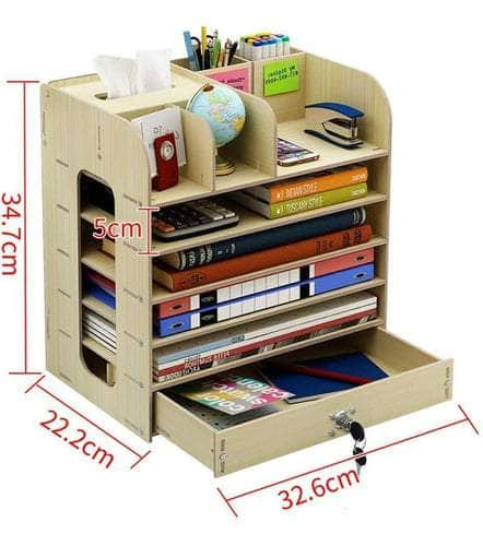 Organizador de escritorio multiuso de madera blanco 20LXP204-BLANCO