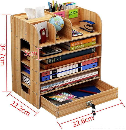 Organizador de escritorio multiuso de madera café 20LXP204-CAFE