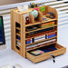 Organizador de escritorio multiuso de madera café 20LXP204-CAFE