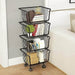 Organizador multiusos con ruedas de 4 canastos negro BDX856