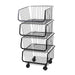 Organizador multiusos con ruedas de 4 canastos negro BDX856