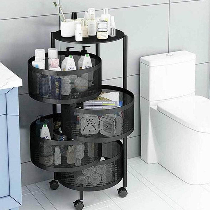 Organizador multiusos con ruedas y 4 canastos redondos negro 21YXP328