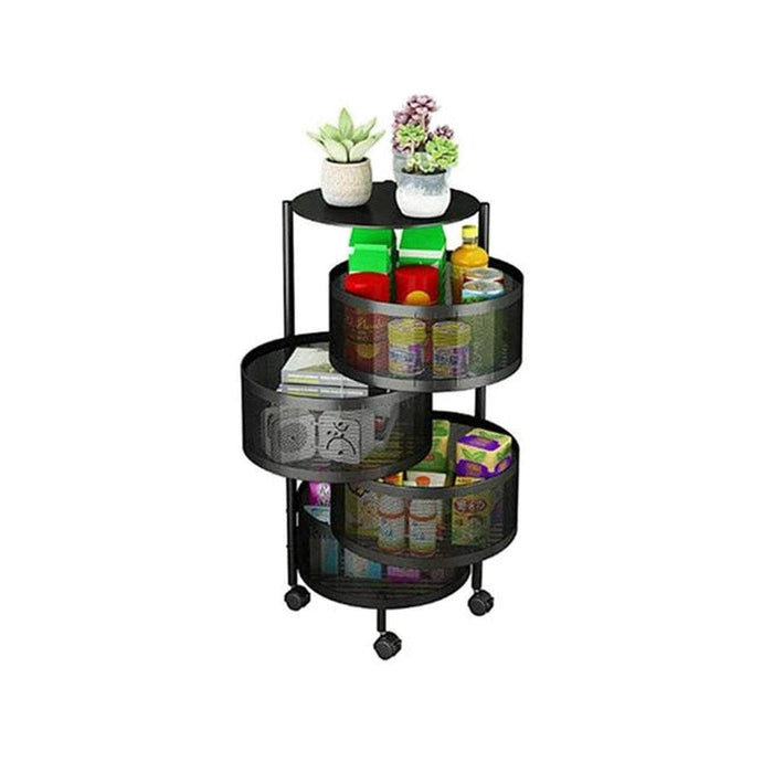 Organizador multiusos con ruedas y 4 canastos redondos negro 21YXP328