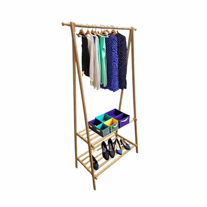 Perchero organizador de ropa 2 niveles madera 22YXP3225