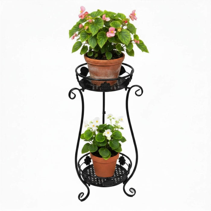 Porta macetas 2 niveles metal negro EDX631-Black