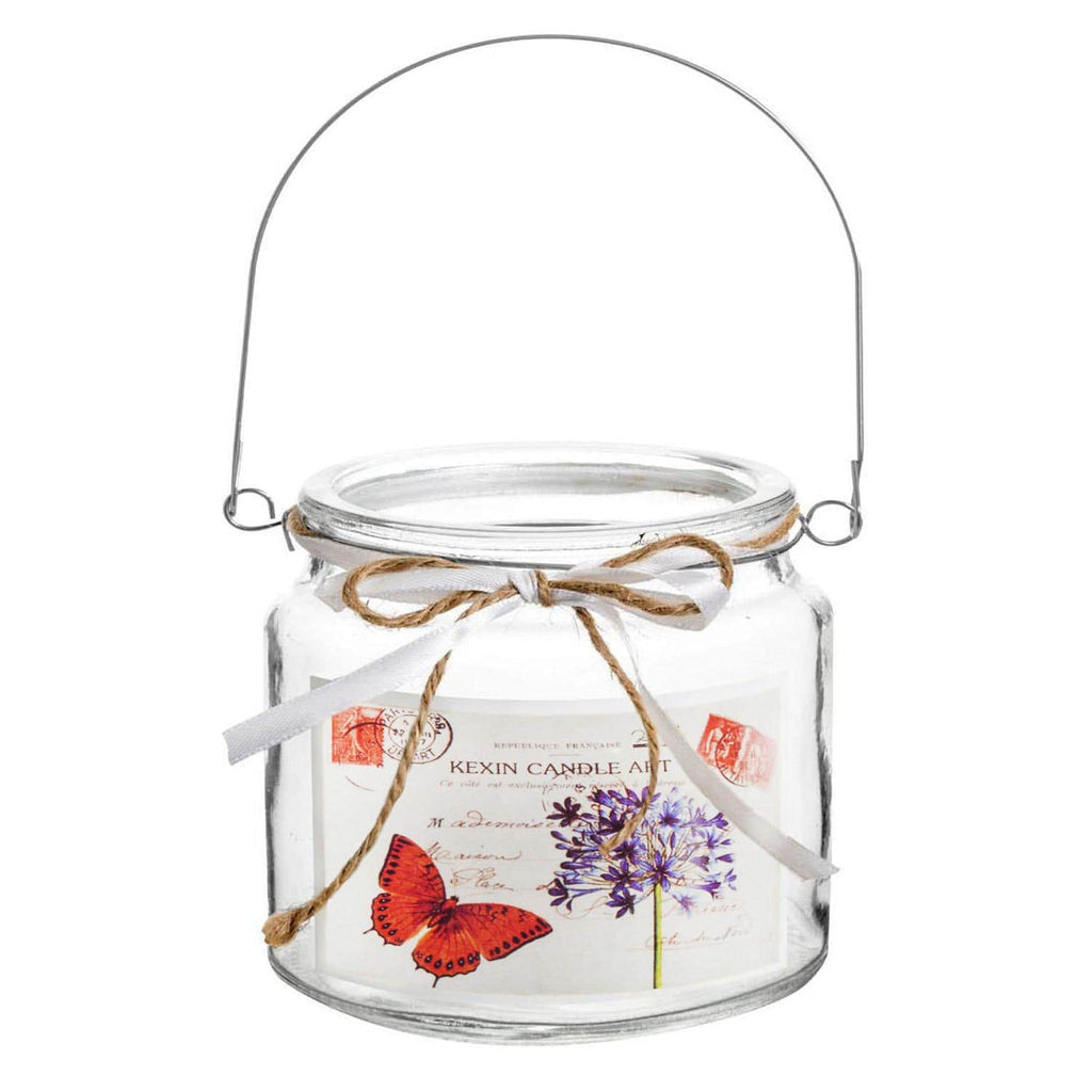 Porta velas de vidrio diseño mariposas 10 cm