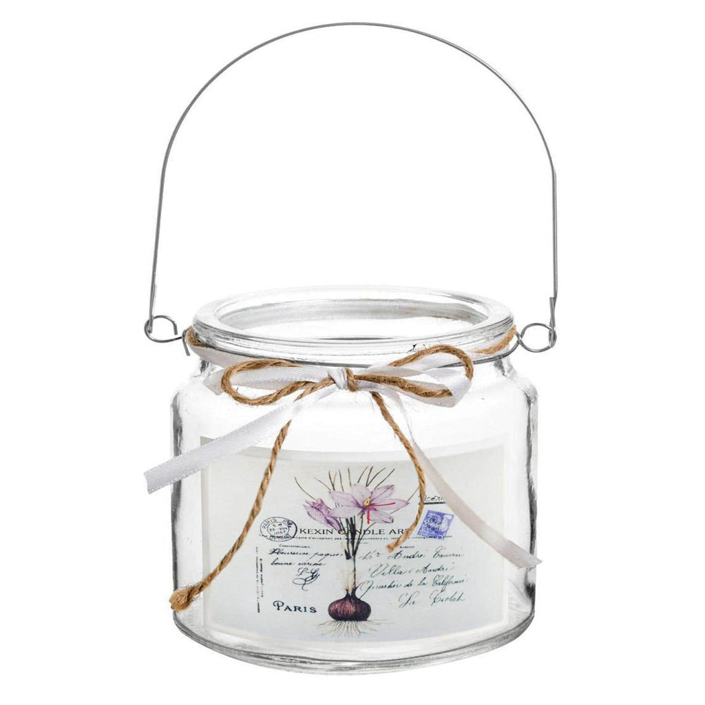 Porta velas de vidrio diseño primavera ajo 10 cm