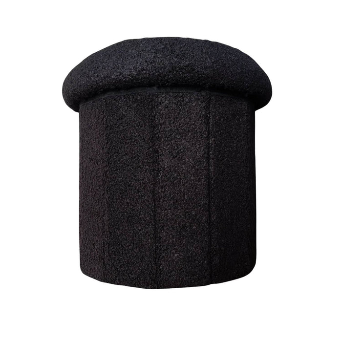 Puff baúl redondo bouclé DDT6263negro