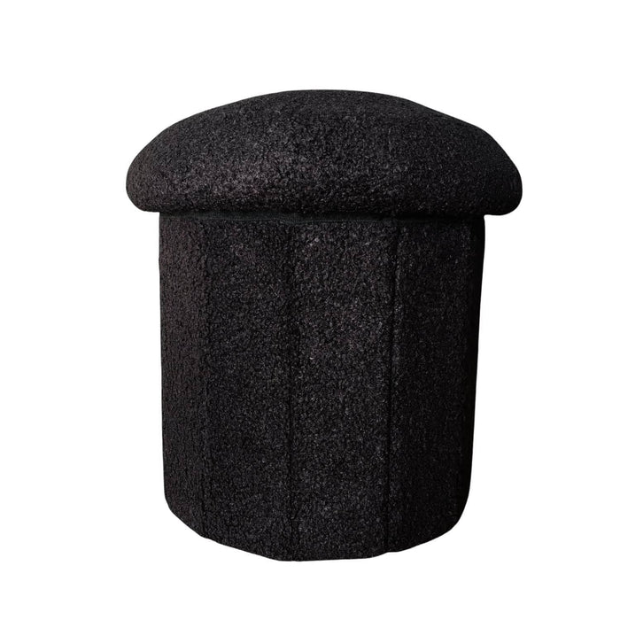 Puff baúl redondo bouclé DDT6263negro