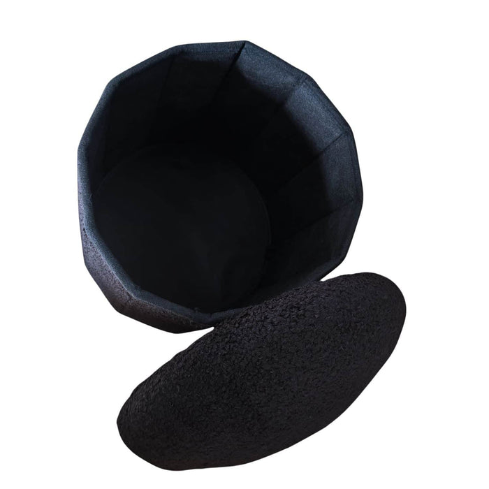 Puff baúl redondo bouclé DDT6263negro