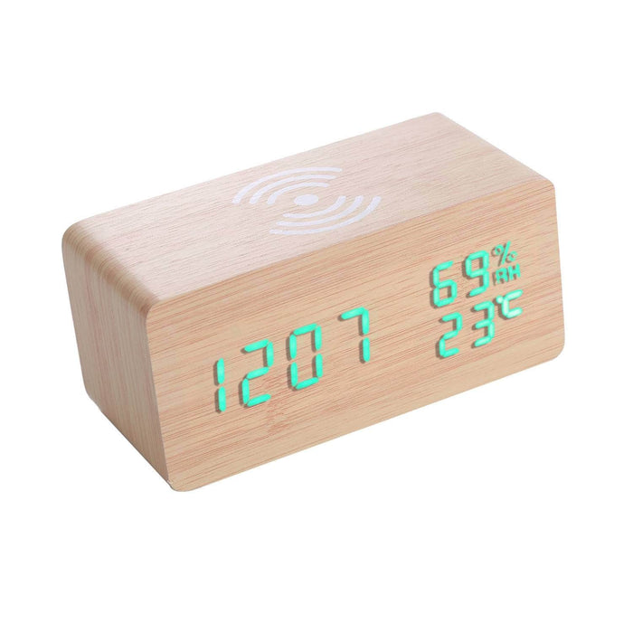 Reloj despertador digital con carga para teléfonos AET385