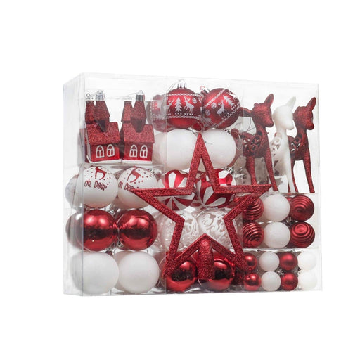 Set 100 adornos navideños rojo/blanco WKD19PB-025