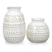 Set 2 jarrones cerámica texturizada blanca TLS21HP010