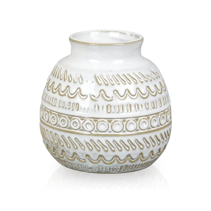 Set 2 jarrones cerámica texturizada blanca TLS21HP010