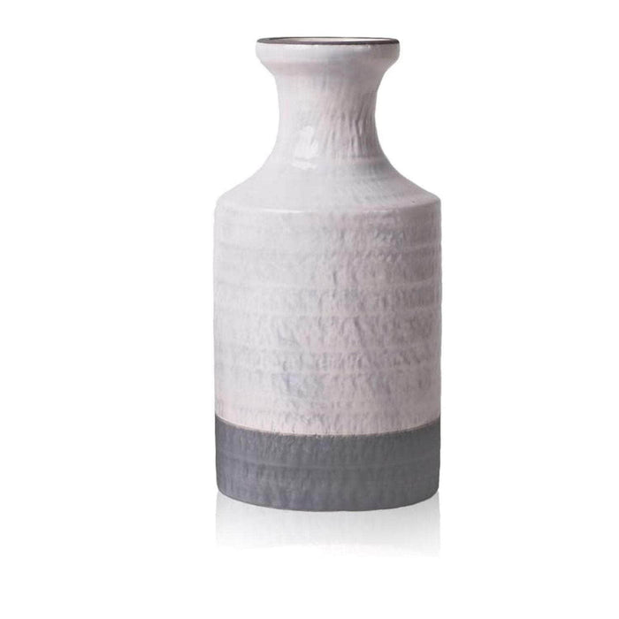 Set 2 jarrones de cerámica bicolor blanco/gris TLS19HP016