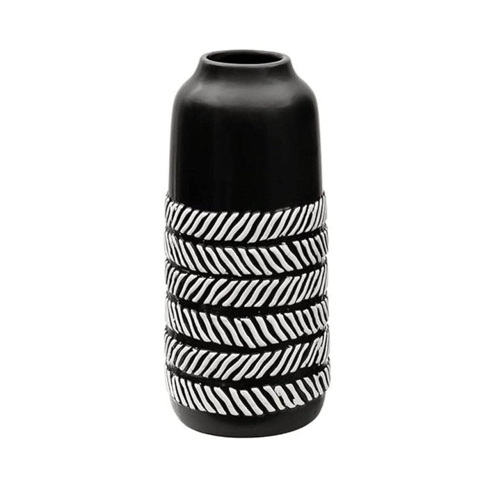 Set 2 jarrones de cerámica diseño espiga negra TLS19HP027-B