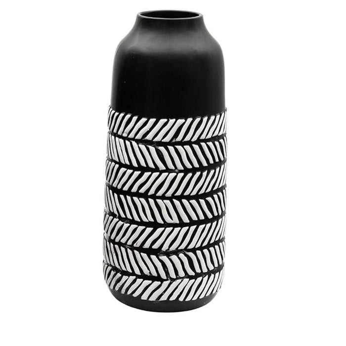 Set 2 jarrones de cerámica diseño espiga negra TLS19HP027-B