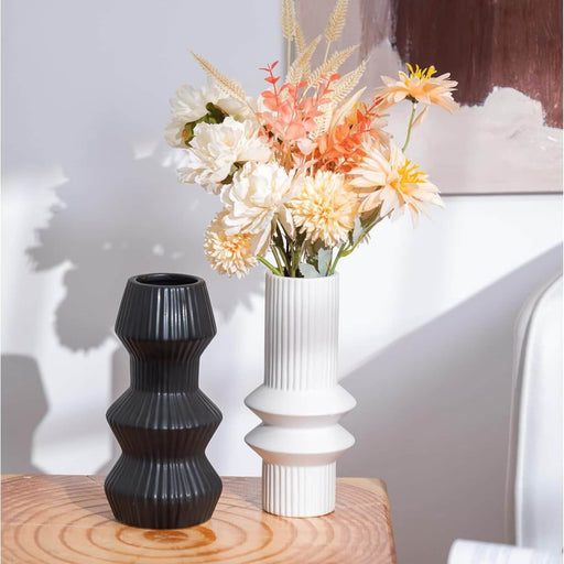 Set 2 jarrones de cerámica diseño líneas TLS20HP024