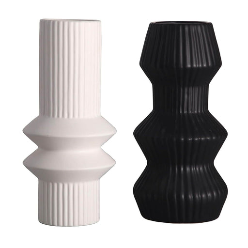 Set 2 jarrones de cerámica diseño líneas TLS20HP024