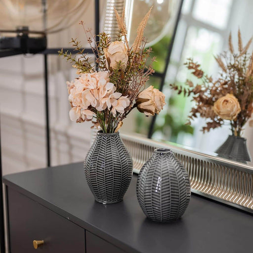 Set 2 jarrones diseño hojas gris TLS19HP006