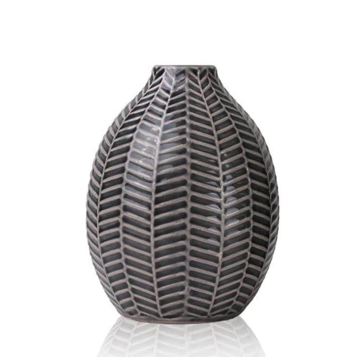 Set 2 jarrones diseño hojas gris TLS19HP006