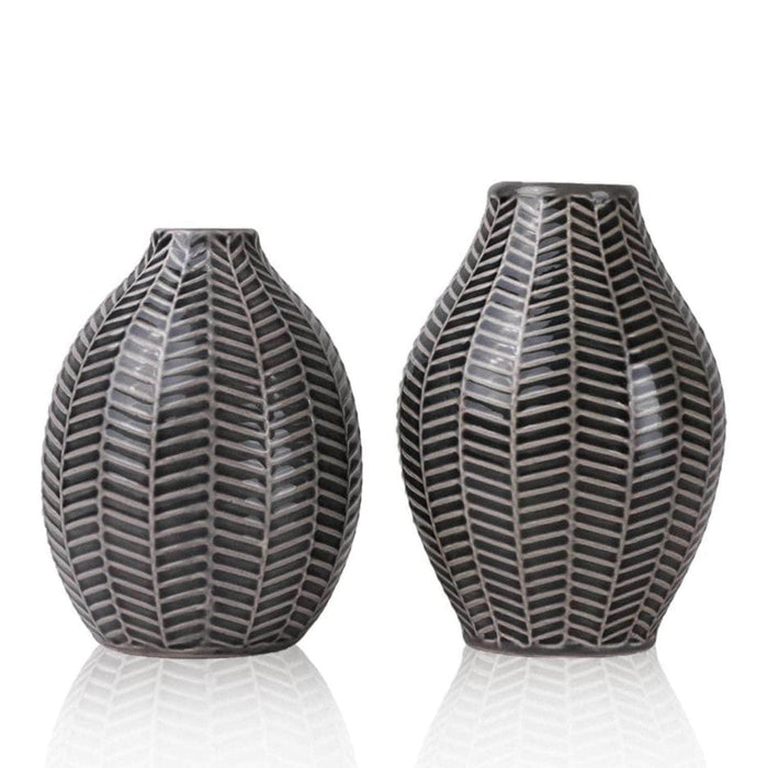 Set 2 jarrones diseño hojas negro TLS19HP006