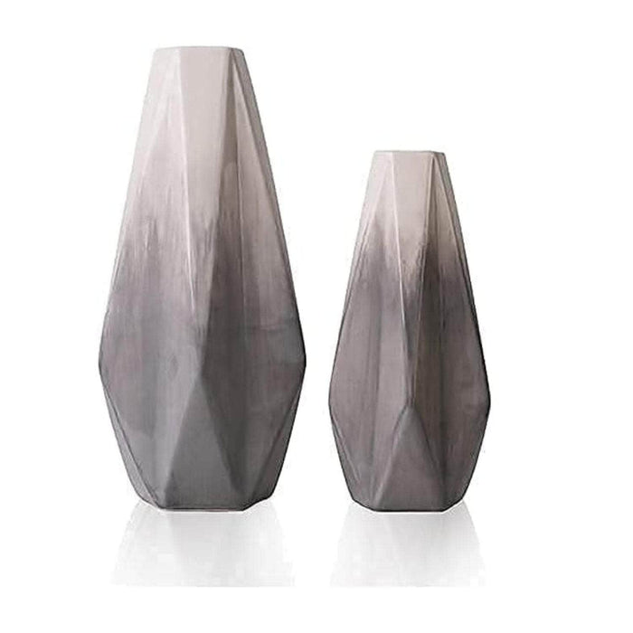 Set 2 jarrones geométricos de cerámica gris TLS19HP003
