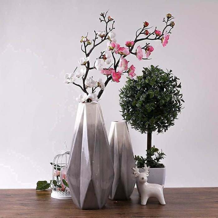 Set 2 jarrones geométricos de cerámica gris TLS19HP003