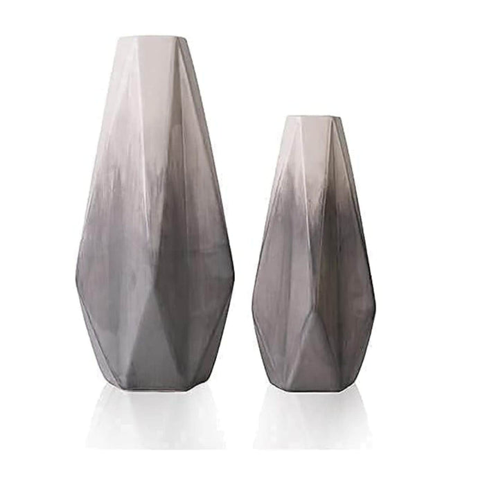 Set 2 jarrones geométricos de cerámica gris TLS19HP003