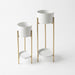 set 2 maceteros con pedestal metal blanco dorado DAX1627