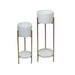 set 2 maceteros con pedestal metal blanco dorado DAX1627