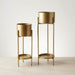 set 2 maceteros con pedestal metal dorado DAX1628