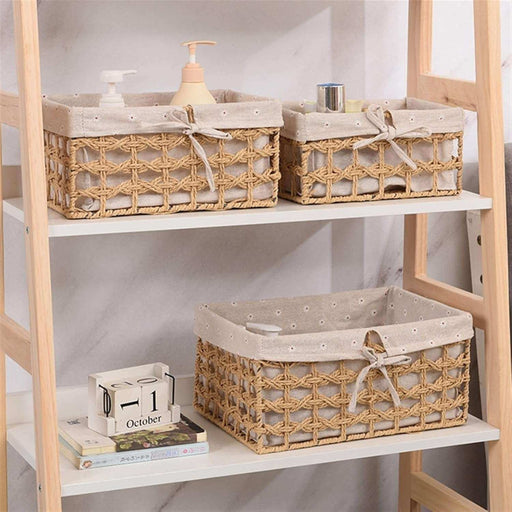 Set 3 canastos organizadores con tela beige 21STJ198