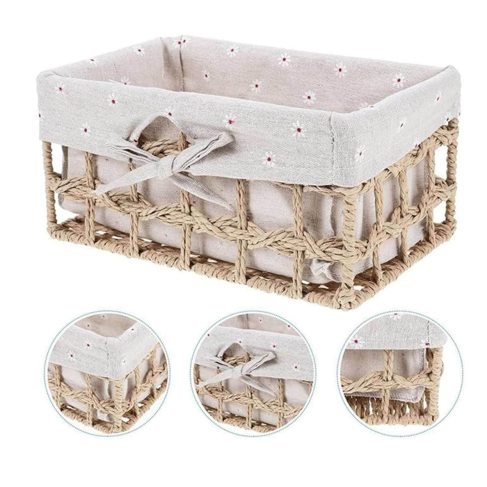 Set 3 canastos organizadores con tela beige 21STJ198