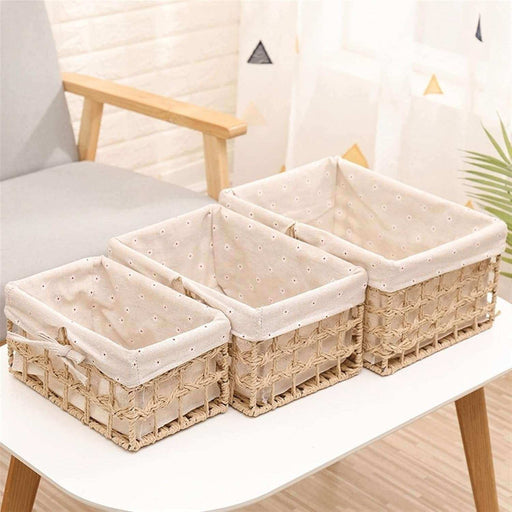 Set 3 canastos organizadores con tela beige 21STJ198