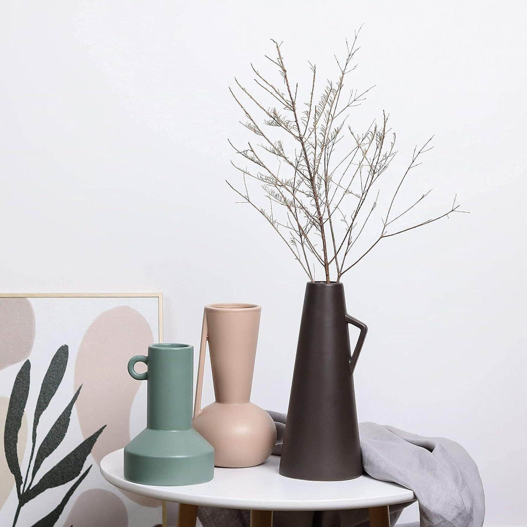 Set 3 jarrones cerámica Morandi
