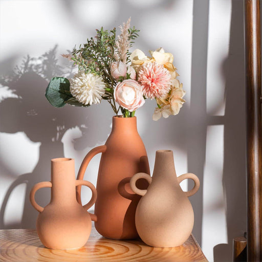 Set 3 jarrones cerámica terracota rústico TLS21HP027