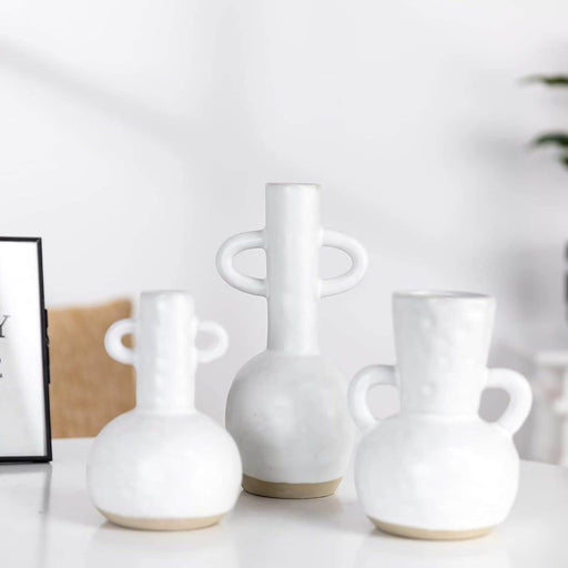 Set 3 jarrones rústicos blancos TLS21HP050