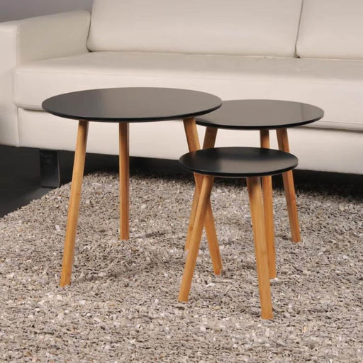 Set 3 mesas de centro madera negra 20FXP4221-5