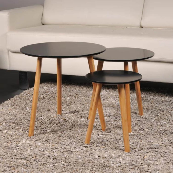 Set 3 mesas de centro madera negra 20FXP4221-5