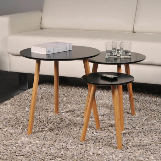 Set 3 mesas de centro madera negra 20FXP4221-5